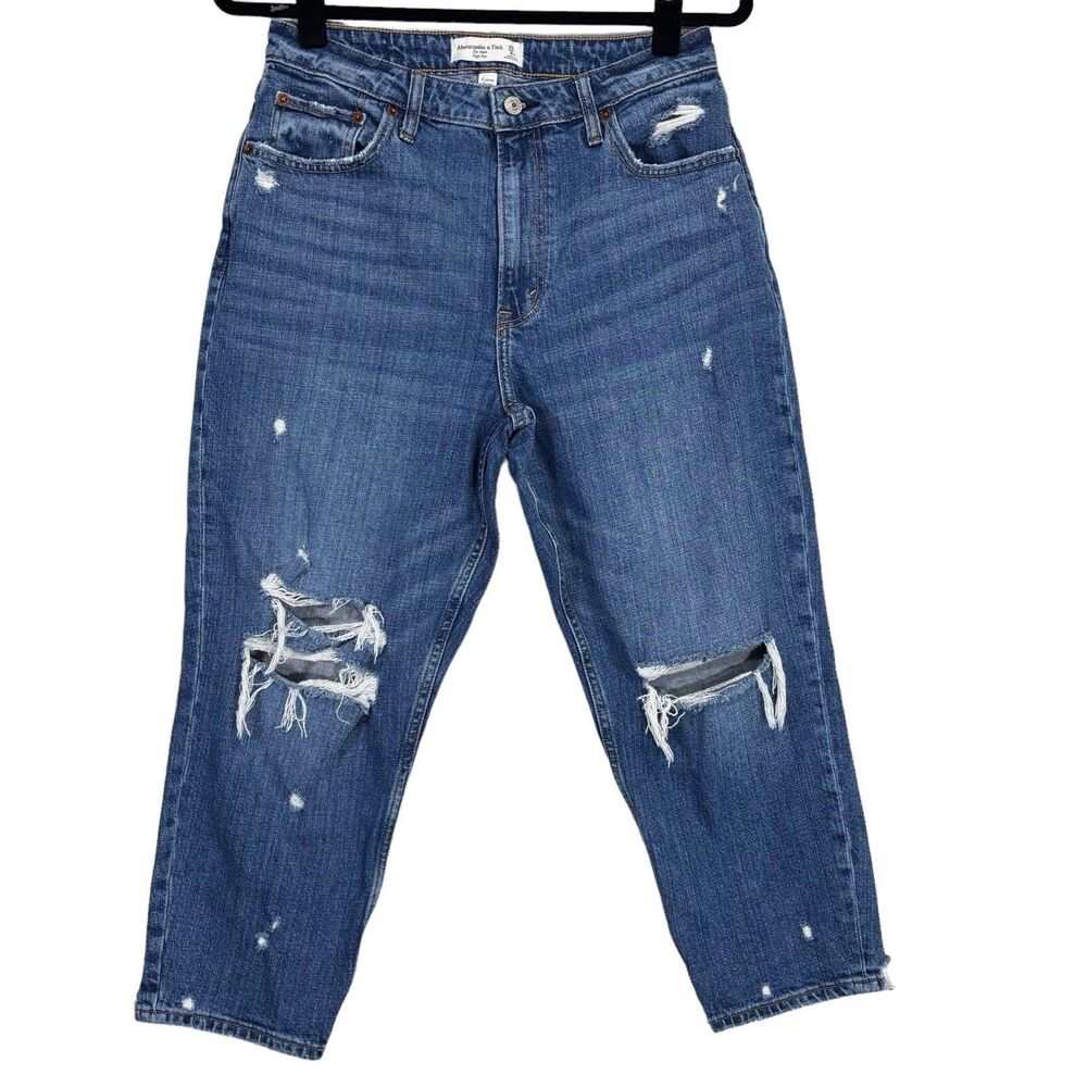 Abercrombie & Fitch The Mom High Rise Crop Jeans Womens 8 29x21 Curve Love